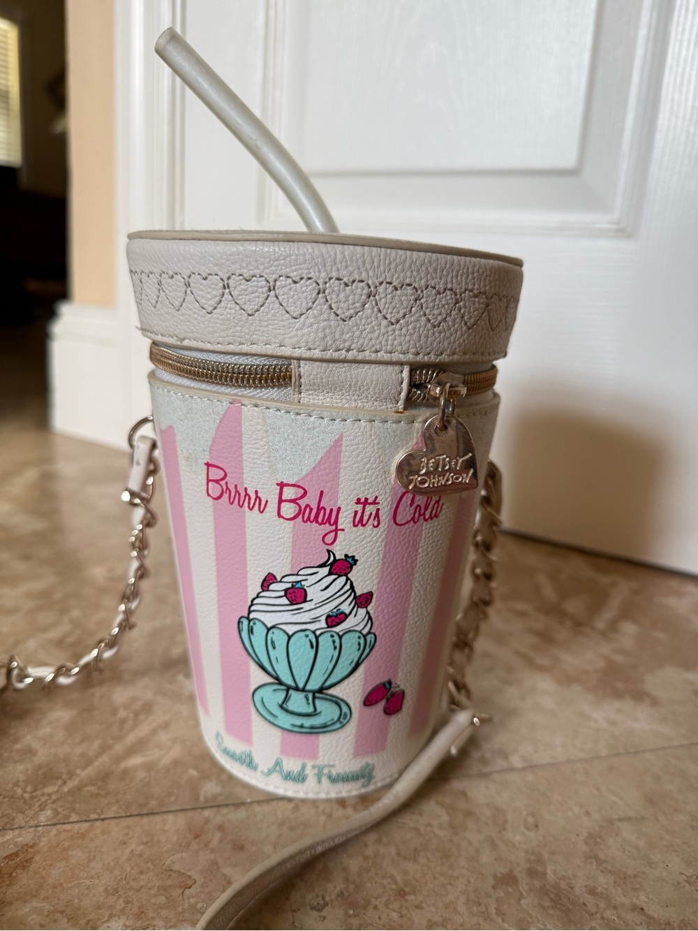 Betsey Johnson Pink & White 'Shake It' Cup Crossbody - Picture 2 of 3
